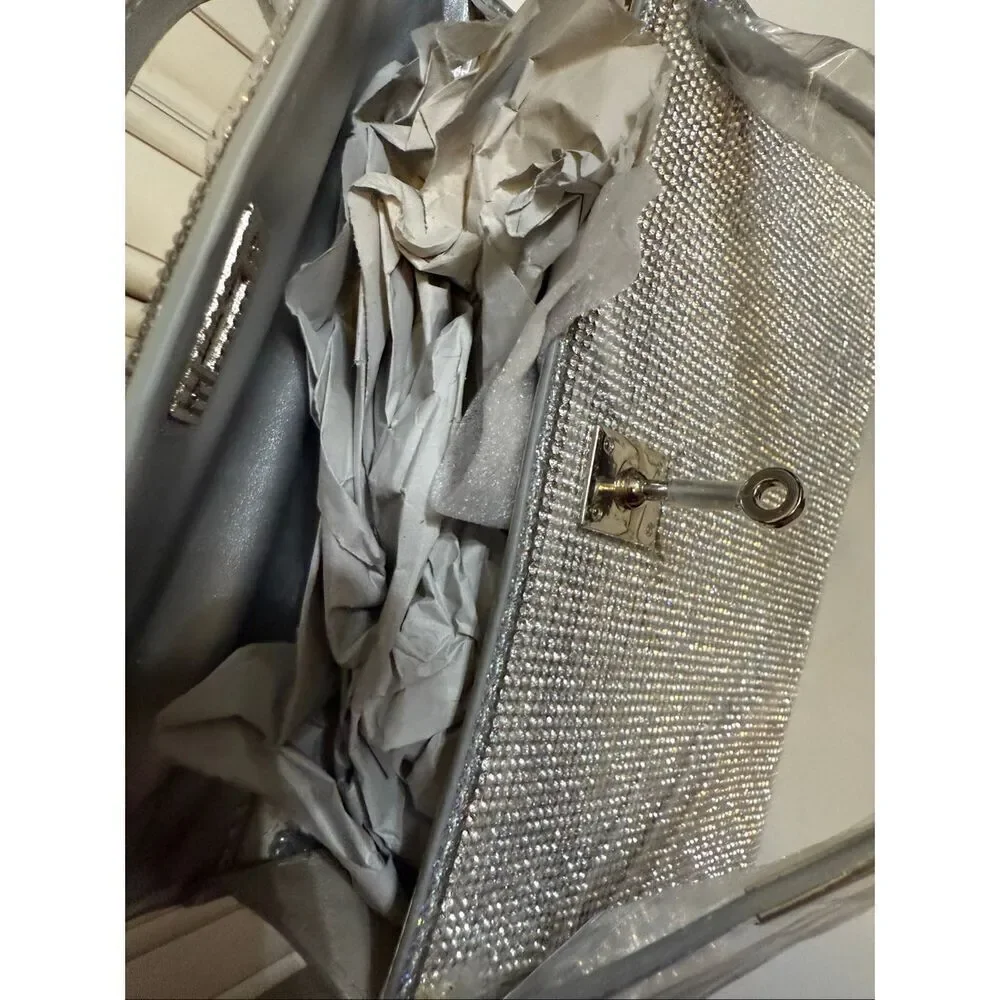 Lola+The Boys Women's Rhinestone Crystal Dream Evening Purse Silver OS NWT